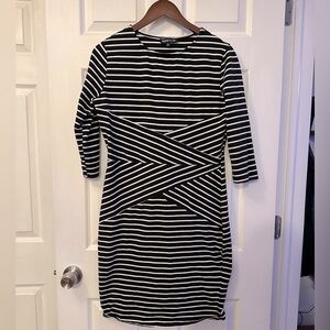 Rephyllis Dress Womens black And White Striped Midi Dress XL